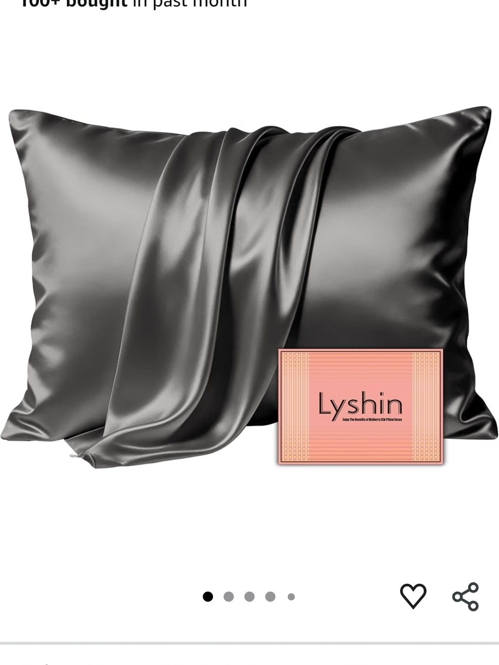 Lyshin Mulberry Silk Pillow Cases Grey Queen Size - Set of 2